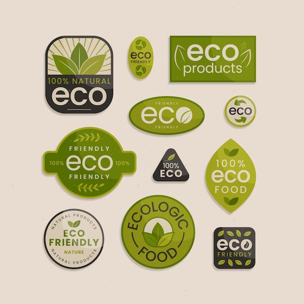 Vector hand drawn eco friendly label set