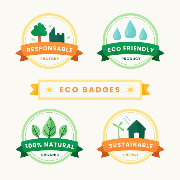 Vector hand drawn eco label collection