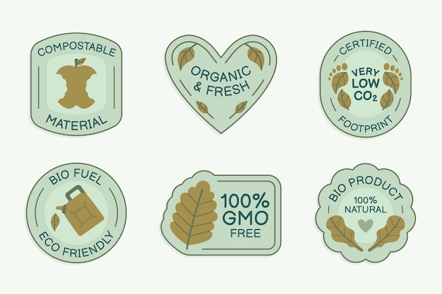 Vector hand drawn eco label set