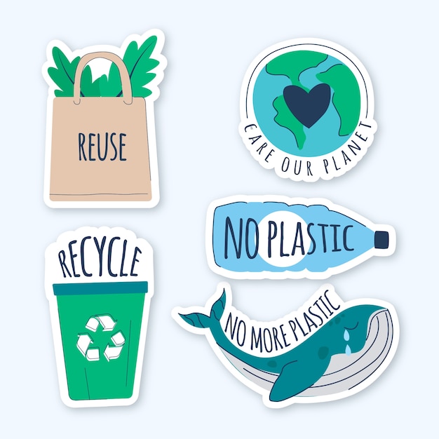 Vector hand drawn ecology badges illustration