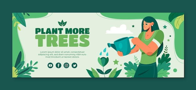 Vector hand drawn ecology concept facebook cover