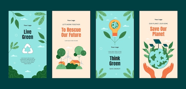 hand drawn ecology concept instagram stories