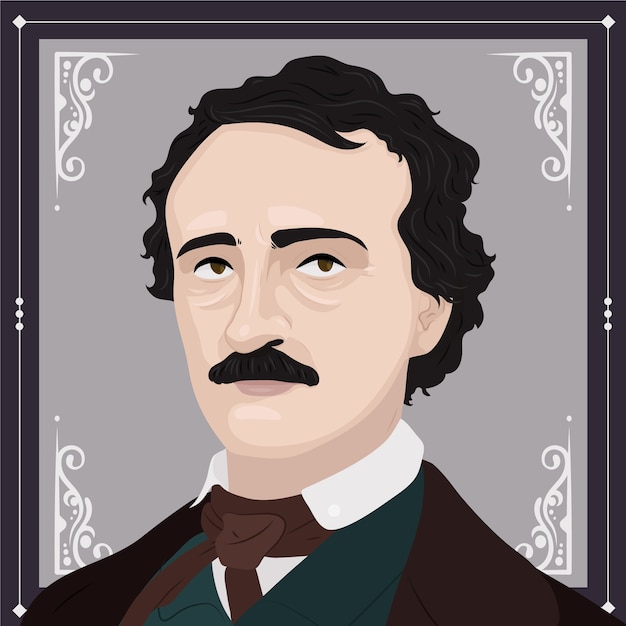 Vector hand drawn edgar allan poe illustration