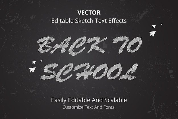 Vector hand drawn editable sketch text effect