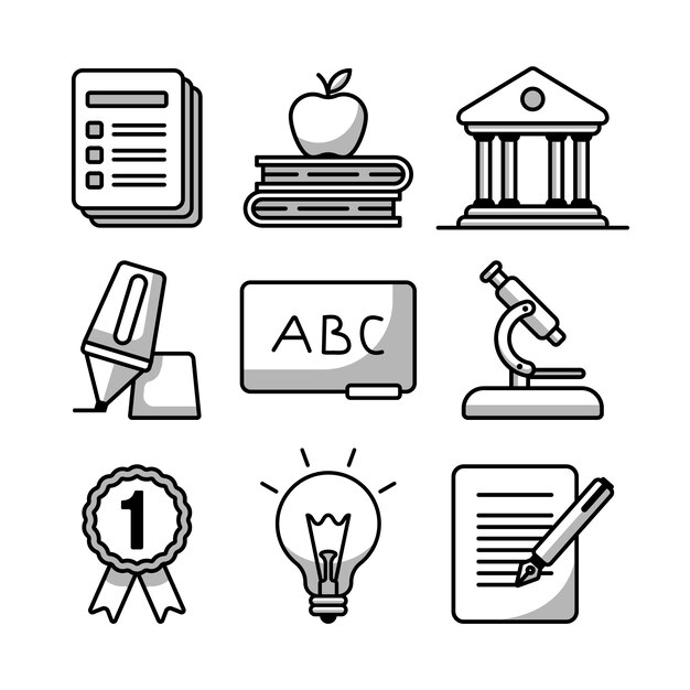 Vector hand drawn education icon set