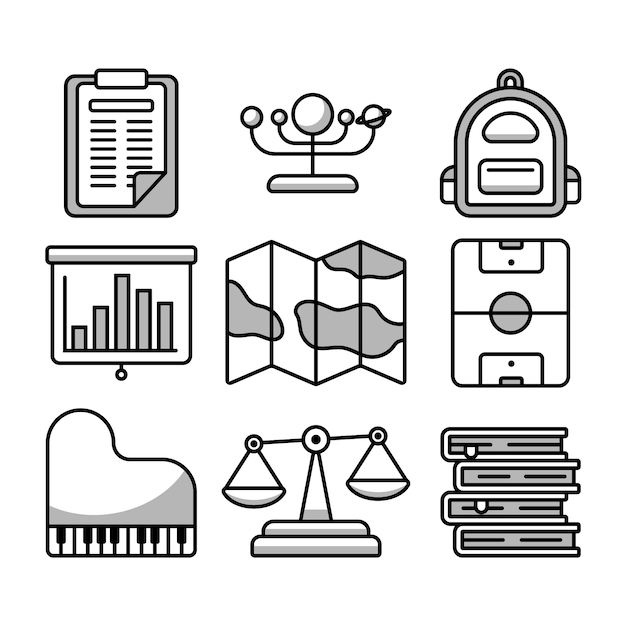 Vector hand drawn education icon set