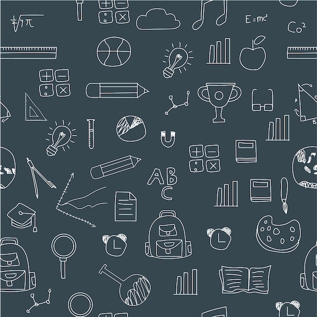 Hand drawn education themed seamless pattern