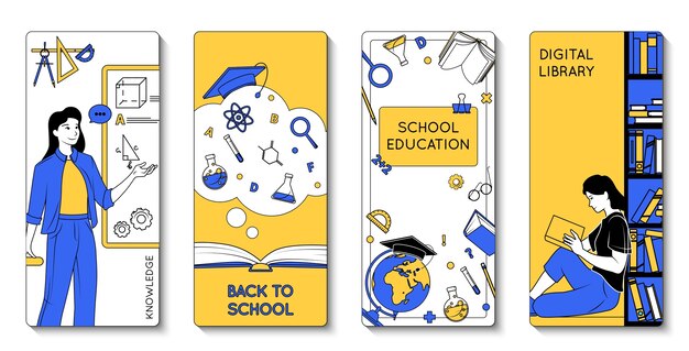 Vector hand drawn education vertical banner template