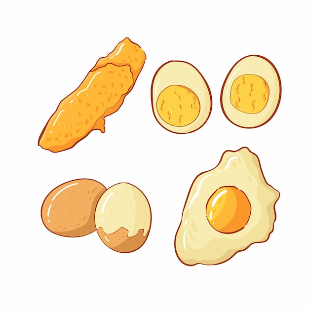 hand drawn egg for food set retro color