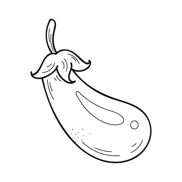 Нарисованная вручную икона баклажана. Векторный овощной элемент в стиле каракулей для брошюр, книжки-раскраски, меню ресторана и рынка