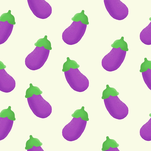 Hand drawn eggplant seamless pattern