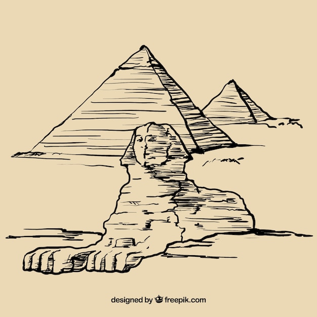 Hand drawn egyptian pyramids