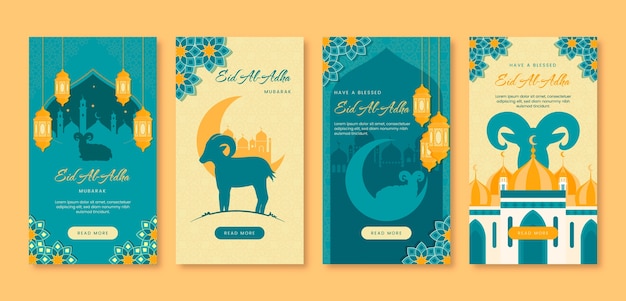 Vector hand drawn eid al-adha instagram stories