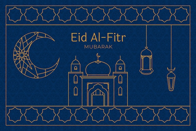 Vettore sfondo di eid al-fitr disegnato a mano