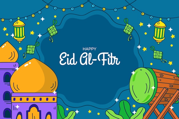 Hand drawn eid al-fitr background