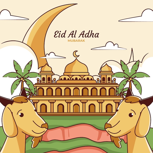 Vettore illustrazione disegnata a mano di eid aldha
