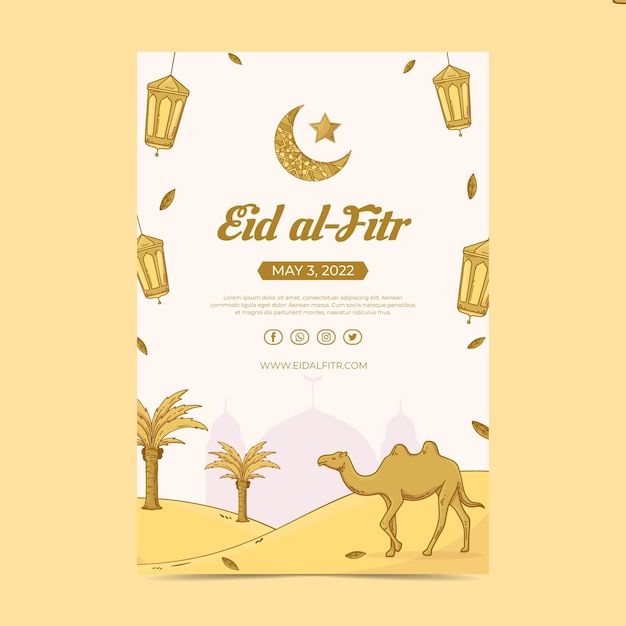 손으로 그린 Eid alFitr 포스터