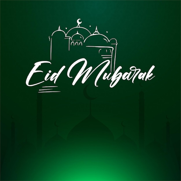 Vector hand drawn eid mubarak greeting card and eid ulfitr social media banner post calligraphy template i