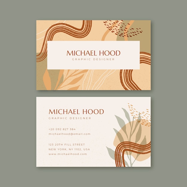 Hand drawn elegant horizontal business card template