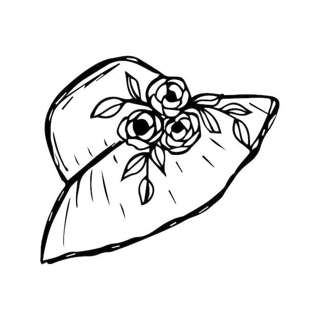 Vector hand drawn elegant ladies hat doodle style