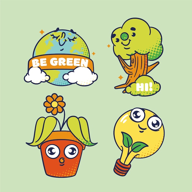 Hand drawn elements collection for earth day celebration