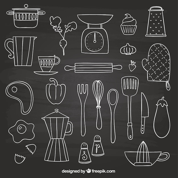 Hand drawn elements for cooking