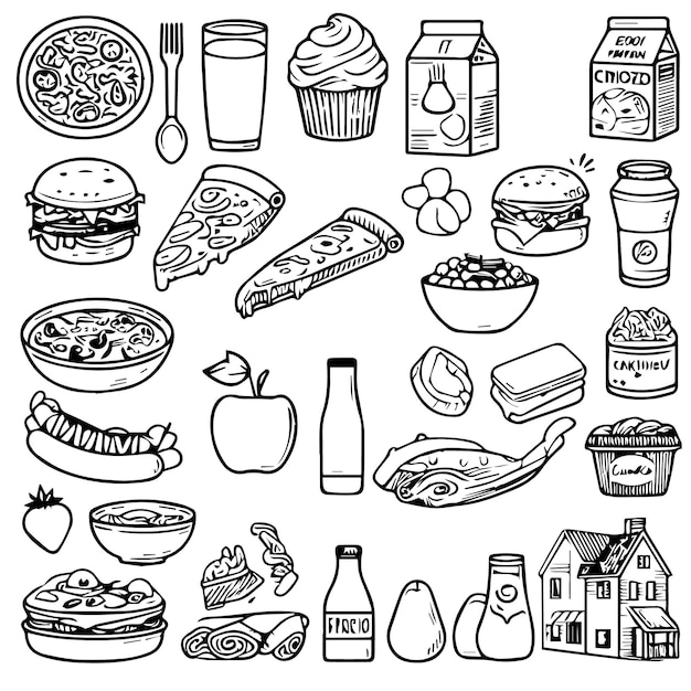 Vector hand drawn elements fast food