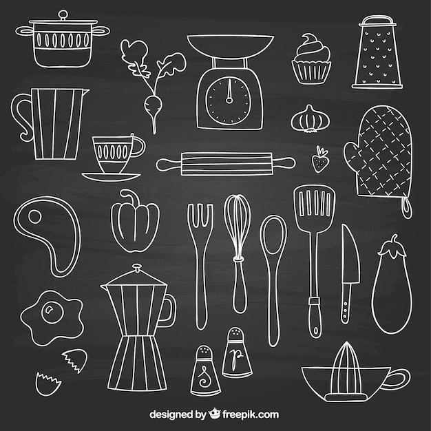 調理用の手描きの要素