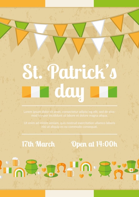 Hand drawn elements st. patrick's day poster