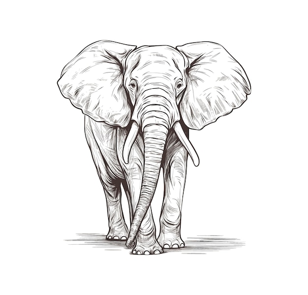 Hand drawn elephant illustration vector