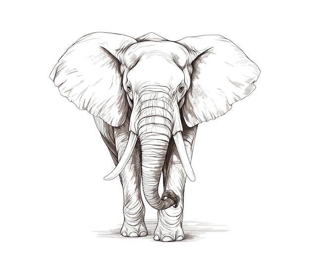 Hand drawn elephant illustration vector