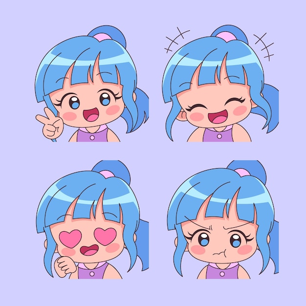 Hand drawn emotes elements collection