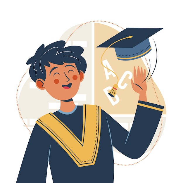 Vector hand drawn end of school illustration