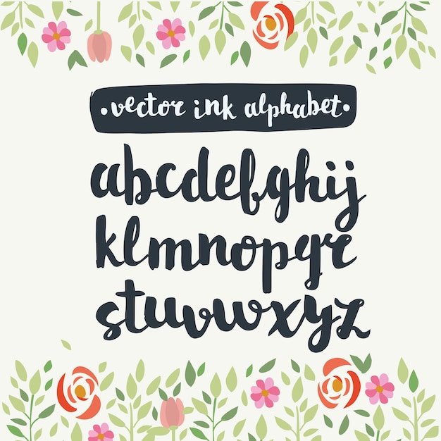 Hand drawn english alphabet