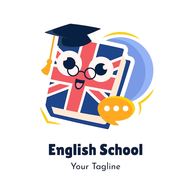 Hand drawn english school logo design