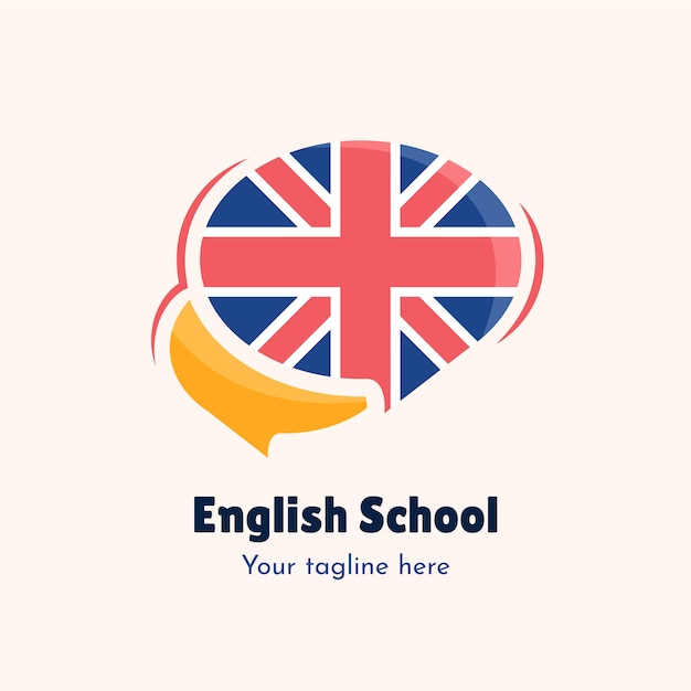 Vector hand drawn english school logo design