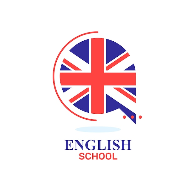 Vector hand drawn english school logo template