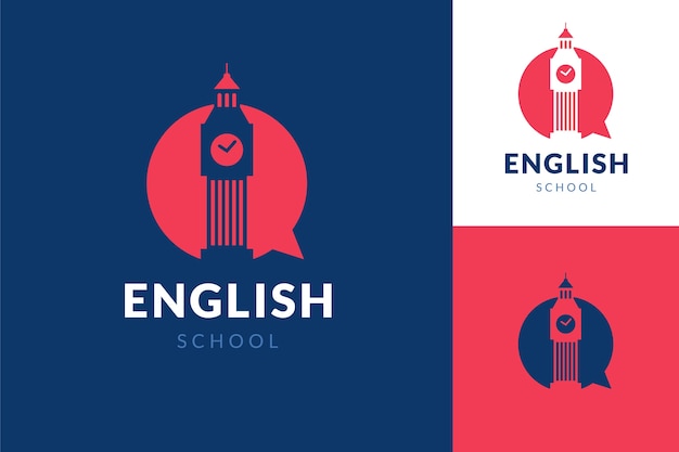 Vector hand drawn english school logo template