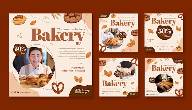 hand drawn engraved bakery instagram post