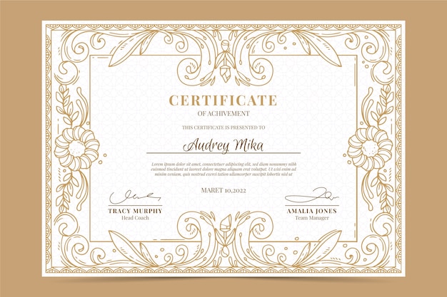 Vector hand drawn engraving certificate template