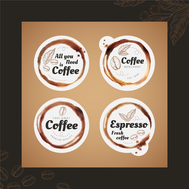 Vector hand drawn engraving coffee shop labels