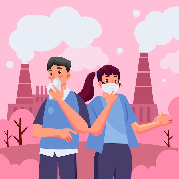 Vector hand drawn environmental pollution illustration