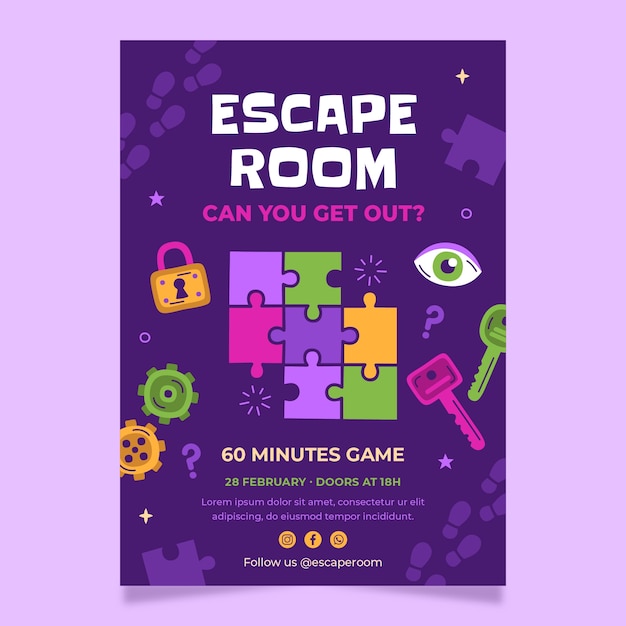 Poster di escape room disegnato a mano