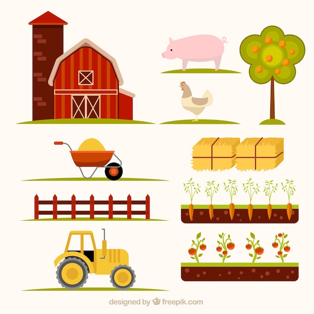 Hand drawn essential farm elements