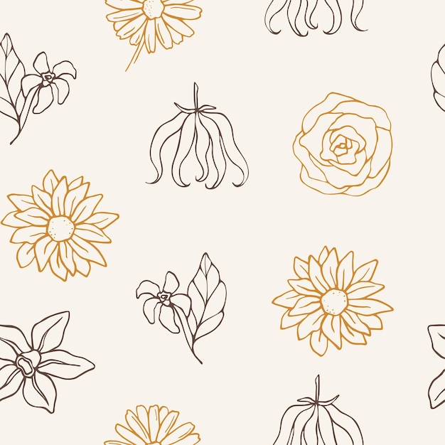 Hand drawn essential oil flowers background