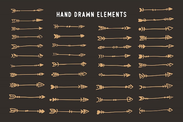 Vector hand drawn ethnic arrows boho style