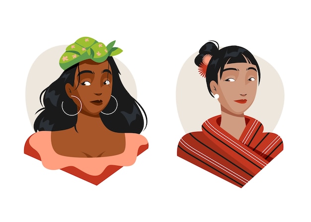 Vector hand drawn ethnic beauty illustration