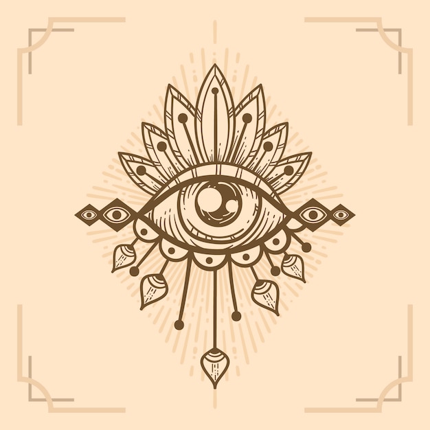 Vector hand drawn evil eye illustration