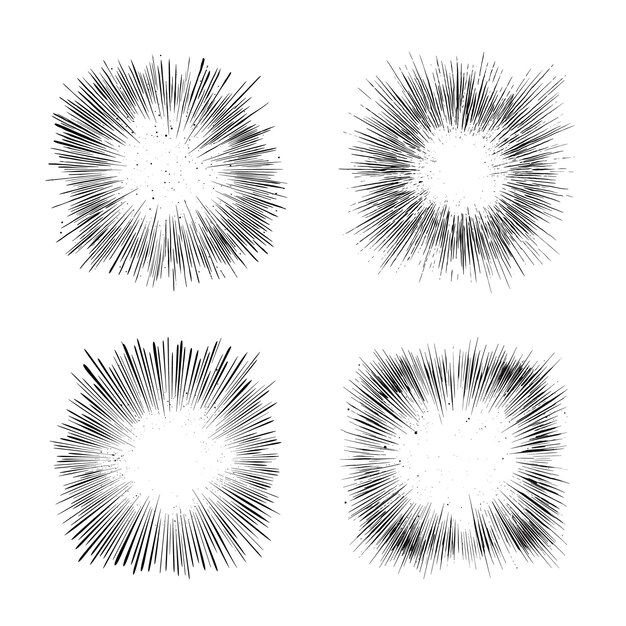 Vector hand drawn explosion sketch abstract element design set decorative textures collection