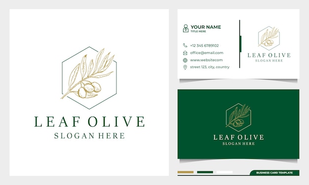 Disegno di marchio di olio extravergine di oliva disegnato a mano con modello di biglietto da visita